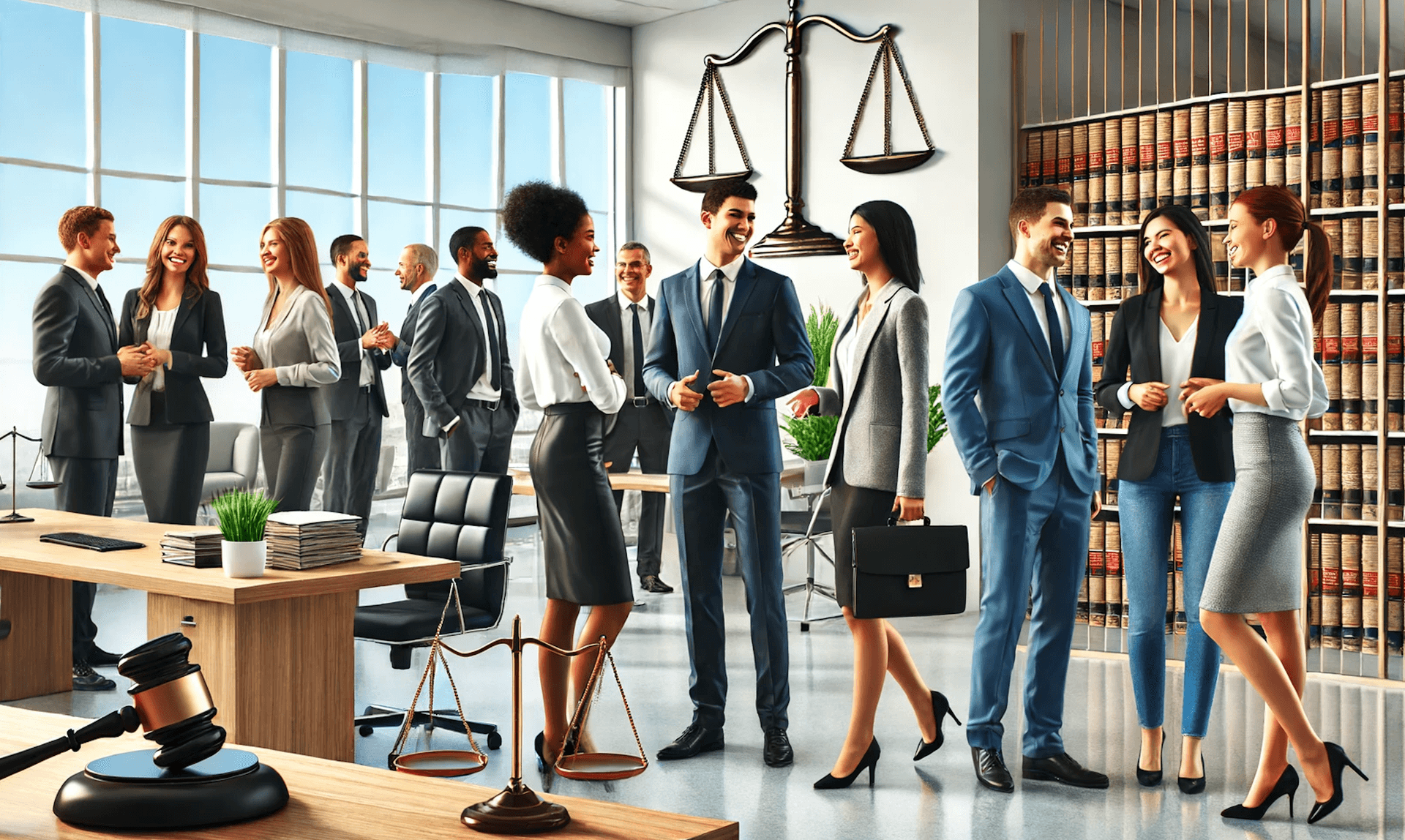 Happy Lawyers at a Modern Law Firm